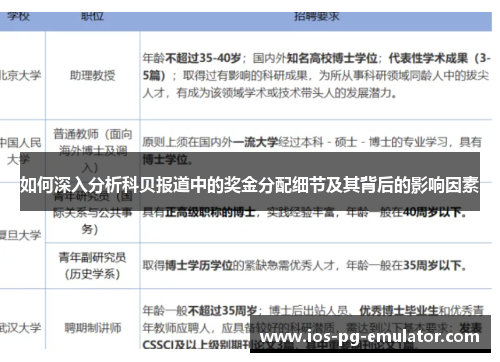 如何深入分析科贝报道中的奖金分配细节及其背后的影响因素 如何深入分析科贝报道中的奖金分配细节及其背后的影响因素